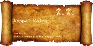 Kappel Kolos névjegykártya
